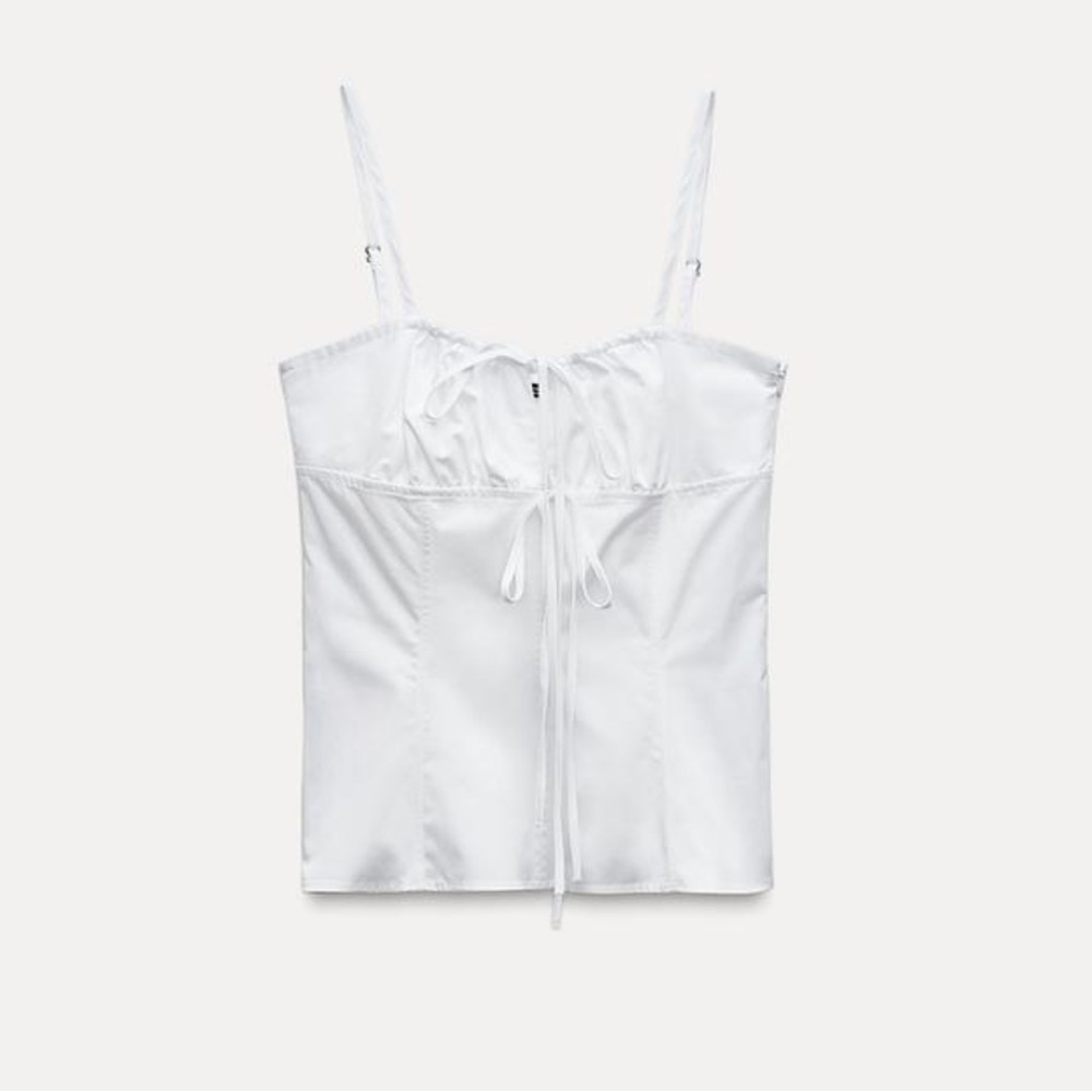 Zara Gaberdine Top NWT White Cotton XS